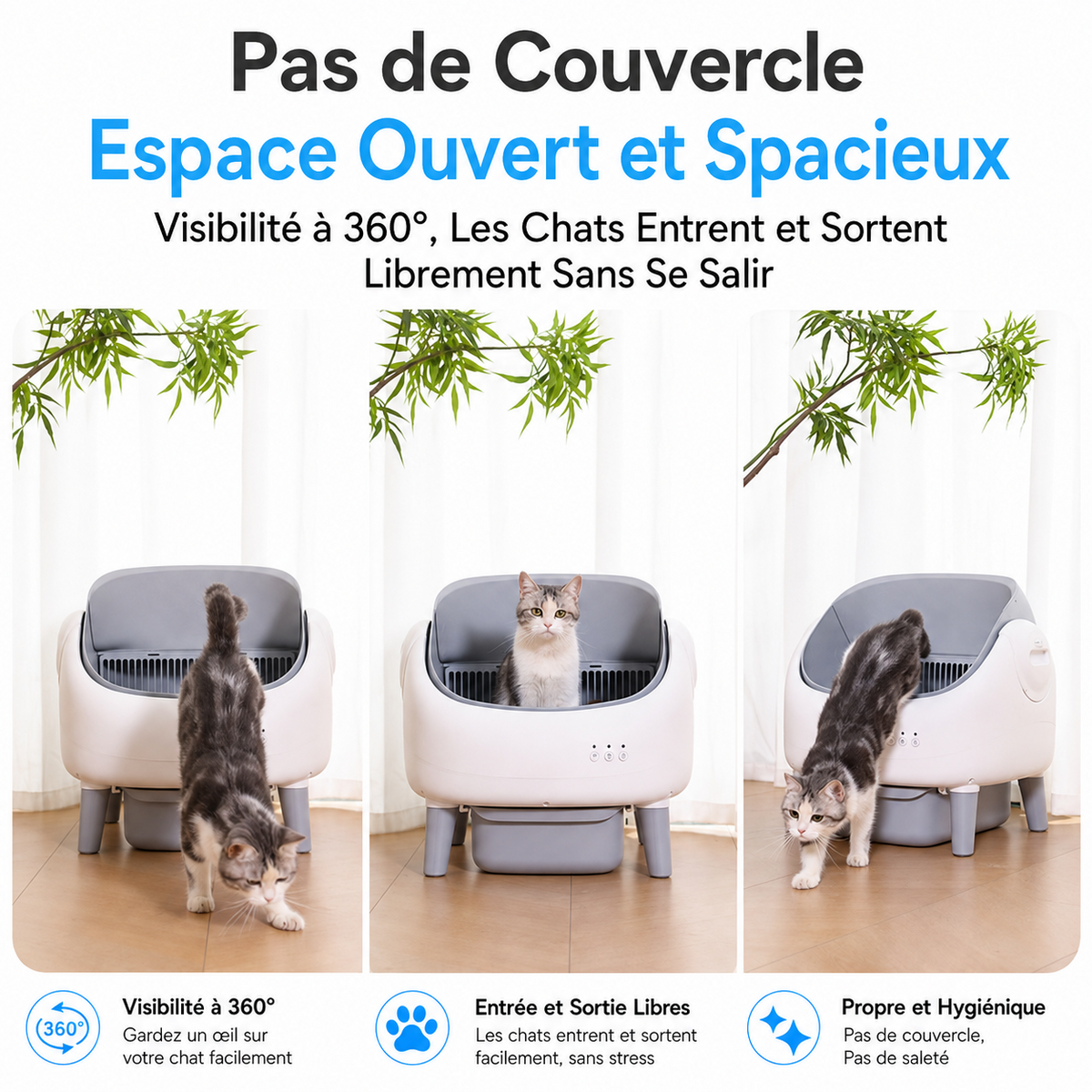 Litière Automatique pour Chat – Grande Capacité avec Nettoyage Automatique et Contrôle des Odeurs